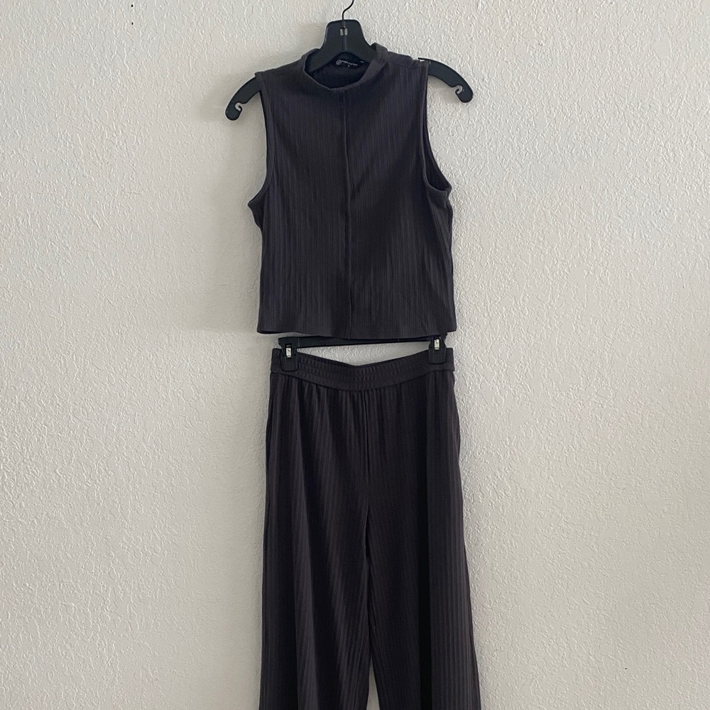 Chic Dark Gray Sleeveless pants set